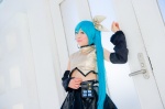 aqua_hair cosplay croptop detached_sleeves hairbow hatsune_miku mashiro_yuki pleated_skirt ponytail project_diva skirt vocaloid rating:Safe score:0 user:nil!