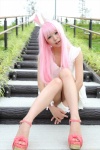 akirabbit animal_ears bunny_ears cosplay dress hairband itsuki_akira original panties pink_hair rating:Safe score:1 user:nil!