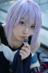 belt_as_garter cosplay kaieda_kae lollipop purple_hair rosario+vampire shirayuki_mizore striped tank_top thighhighs rating:Safe score:0 user:nil!