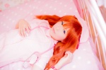 bed cosplay dress mashiro_yuki neon_genesis_evangelion nurse nurse_cap nurse_uniform red_hair soryu_asuka_langley twintails rating:Safe score:0 user:nil!
