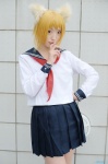 aka animal_ears blonde_hair cat_ears cosplay loveless nakano_yamato pantyhose pleated_skirt sailor_uniform school_uniform skirt rating:Safe score:0 user:nil!