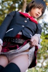 ahoge blazer blouse chuunibyou_demo_koi_ga_shitai! cosplay iiniku_ushijima panties pleated_skirt school_uniform skirt skirt_lift takanashi_rikka thighhighs rating:Safe score:8 user:nil!
