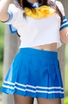 black_legwear chocoball cosplay lucky_star midriff miniskirt pantyhose pleated_skirt sailor_uniform school_uniform skirt takara_miyuki rating:Safe score:3 user:nil!