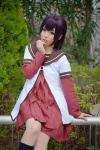 cosplay dress funami_yui jacket karin_(iv) kneesocks school_uniform violet_hair yuruyuri rating:Safe score:2 user:pixymisa
