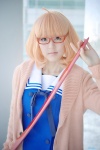 ataru cardigan cosplay glasses kuriyama_mirai kyoukai_no_kanata orange_hair sailor_uniform school_uniform sword rating:Safe score:0 user:nil!