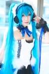 aqua_hair choker corset cosplay hatsune_miku headset miniskirt skirt tatsuki_(ii) twintails vocaloid rating:Safe score:3 user:nil!