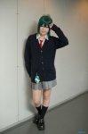 blouse cardigan cosplay green_hair hori-san_to_miyamura-kun iura_shuu kneesocks koka pleated_skirt ponytail skirt tie rating:Safe score:0 user:nil!