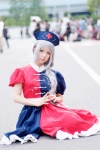 braid cosplay dress fidgeting hat makiron silver_hair touhou yagokoro_eirin rating:Safe score:0 user:pixymisa