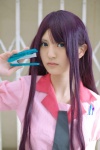 bakemonogatari blouse cosplay hina purple_hair school_uniform senjougahara_hitagi stapler rating:Safe score:0 user:nil!