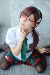 blouse cosplay glasses hairband maitako makinami_mari_illustrious neon_genesis_evangelion pleated_skirt rebuild_of_evangelion school_uniform skirt thighhighs tie twintails zettai_ryouiki rating:Safe score:1 user:nil!