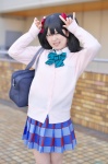 blouse bookbag cardigan cosplay hairbows love_live!_school_idol_project pleated_skirt rima school_uniform skirt twintails yazawa_niko rating:Safe score:1 user:nil!