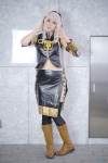 black_legwear boots cosplay headset megurine_luka pink_hair skirt thighhighs tsugu vest rating:Safe score:1 user:nil!