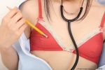 bra dress mutou_tsugumi nurse nurse_uniform open_clothes ponytail stethoscope rating:Safe score:0 user:nil!