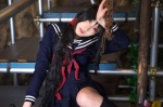 blood-c cosplay hair_ribbons kisaragi_saya kneesocks kurosaki_shihomu miniskirt pleated_skirt sailor_uniform scarf school_uniform skirt twintails rating:Safe score:0 user:pixymisa