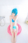 aqua_hair bathroom bikini colorful_pop_star!! cosplay haruka hatsune_miku inner_tube ponytail swimsuit vocaloid rating:Safe score:0 user:nil!