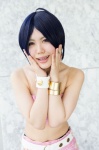 blue_hair bracelets cosplay halter_top idolmaster miniskirt miura_azusa necklace oomiya_sora pink_eyes skirt wristband rating:Safe score:0 user:pixymisa