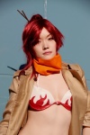 bra chopsticks cosplay hair_bun hiiragi_yukino overcoat red_eyes red_hair scarf tengen_toppa_gurren-lagann yoko_ritona rating:Safe score:0 user:pixymisa
