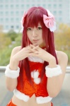 amane_(dream_c_club) choker cosplay croptop dream_c_club hairbow miniskirt red_hair santa_costume shimizu_miki skirt rating:Safe score:1 user:nil!