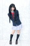 blazer blouse cosplay k-on! nakano_azusa pleated_skirt ribbon_tie school_uniform skirt twintails uu rating:Safe score:1 user:pixymisa