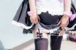 apron bows cosplay garter_straps maid maid_uniform original petticoat skirt skirt_lift thighhighs yuzuki_akari zettai_ryouiki rating:Safe score:2 user:pixymisa