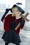 blonde_hair blouse chamaro cosplay cross elbow_gloves gloves hair_clips kagamine_rin pleated_skirt shawl skirt thighhighs trick_and_treat_(vocaloid) vocaloid witch_hat zettai_ryouiki rating:Safe score:1 user:nil!