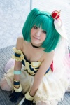 armband beads bodice braid choker cosplay crown gloves green_hair hime-chin macross macross_frontier microphone miniskirt ranka_lee red_eyes skirt skirt_train thighhighs twintails rating:Safe score:0 user:pixymisa