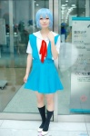 ayanami_rei blouse blue_hair cosplay jumper kneesocks neon_genesis_evangelion nepachi school_uniform rating:Safe score:2 user:nil!