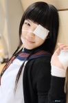 bandages beads cardigan costume eyepatch minatsuki_naru sailor_uniform school_uniform tie twin_braids rating:Safe score:0 user:nil!
