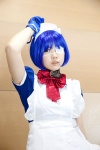 apron blue_hair bowtie choker cosplay dress eyepatch hairband ikkitousen maid maid_uniform ryomou_shimei sakura_ryuu rating:Safe score:0 user:pixymisa