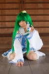 cosplay detached_sleeves green_hair kochiya_sanae lenfried miniskirt panties skirt socks touhou rating:Safe score:0 user:nil!