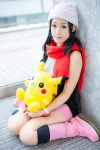 boots cosplay hat hikari_(pokemon) miniskirt pikachu plushie pokemon ryuuka_(ii) scarf skirt sleeveless_blouse rating:Safe score:1 user:pixymisa