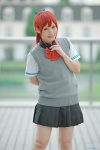 blouse cosplay free! hairbow matsuoka_gou miho pleated_skirt ponytail red_hair school_uniform skirt sweater_vest rating:Safe score:0 user:nil!