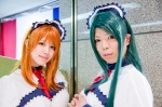 apron asahina_mikuru cosplay green_hair haiji_(ii) hairband kaoru_sato maid maid_uniform red_hair ribbon_tie suzumiya_haruhi_no_yuuutsu tsuruya rating:Safe score:0 user:pixymisa
