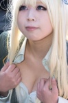 blazer blonde_hair blouse boku_wa_tomodachi_ga_sukunai cleavage cosplay kashiwazaki_sena momokawa_hina school_uniform rating:Safe score:0 user:pixymisa