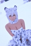 bikini cat_hood cleavage cosplay fingerless_gloves leggings multi-colored_hair non original snow_leopard swimsuit rating:Safe score:2 user:nil!