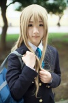 blazer blonde_hair blouse blue_eyes bookbag cosplay k-on! kotobuki_tsumugi ribbon_tie shiina_haru rating:Safe score:0 user:pixymisa