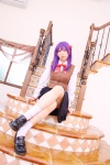 blouse cosplay fate/series fate/stay_night hair_ribbons matou_sakura purple_hair sachi_budou school_uniform skirt socks vest rating:Safe score:1 user:nil!