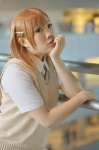 armband blouse cosplay kaoru misaka_mikoto orange_hair school_uniform sweater_vest to_aru_kagaku_no_railgun rating:Safe score:0 user:nil!