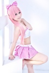 cosplay dai hairbow megurine_luka pink_hair pleated_skirt ponytail skirt tubetop vocaloid rating:Safe score:2 user:pixymisa