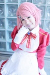 apron bowtie chiroru cosplay dress gloves lisbeth_(sao) pink_hair sword_art_online rating:Safe score:1 user:pixymisa