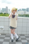 blonde_hair blouse cosplay haruki ichigo_100 loose_socks nishino_tsukasa pleated_skirt school_uniform skirt socks sweater_vest rating:Safe score:0 user:nil!
