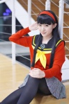 amagi_yukiko black_legwear cardigan cosplay hairband megami_tensei nora pantyhose persona persona_4 pleated_skirt sailor_uniform school_uniform skirt rating:Safe score:0 user:nil!