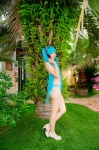 aqua_hair bikini cosplay hatsune_miku headset mashiro_yuki project_diva swimsuit twintails vocaloid rating:Safe score:0 user:nil!