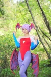 bodysuit cosplay detached_sleeves head_wings lilimania lilith_aensland pantyhose purple_hair shinogu_ura vampire_(game) wings rating:Safe score:1 user:nil!