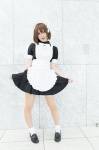ankle_socks apron bowtie cosplay dress hairband hirasawa_yui k-on! pantyhose petticoat pink_eyes sasa sheer_legwear skirt skirt_lift rating:Safe score:1 user:pixymisa