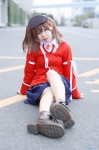 blazer blouse boots cosplay kantai_collection pantyhose pleated_skirt ryuujou_(kantai_collection) saeki_sae sheer_legwear skirt twintails visor_cap rating:Safe score:0 user:nil!