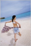 akiyama_nana beach croptop denim flannel_shirt ocean pupil shorts rating:Safe score:0 user:nil!