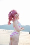 anya_alstreim ass beach code_geass cosplay croptop hairband ocean panties pink_hair striped tatsuki rating:Safe score:2 user:nil!