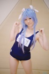 ahoge blue_hair cosplay i-19_(kantai_collection) kantai_collection miyuki_(iv) pantyhose school_swimsuit sheer_legwear swimsuit rating:Safe score:0 user:nil!