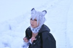 bikini cat_hood coat cosplay fingerless_gloves leggings multi-colored_hair non original snow_leopard swimsuit rating:Safe score:1 user:nil!